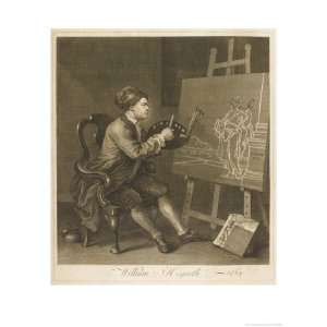 William Hogarth Seated at His Easel Painting the Comic Muse Giclee 