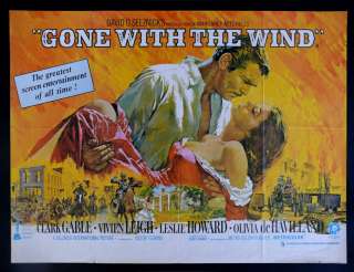 GONE WITH THE WIND *ORIG BRITISH QUAD MOVIE POSTER 1967  