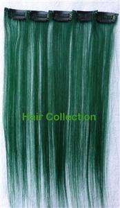 Green  18long Human Hair Clip on Extensions for Highlight  