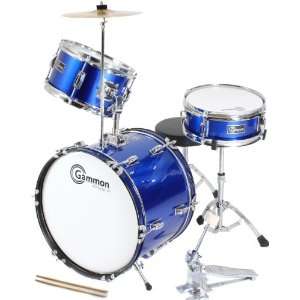 Blue Drum Set Complete Junior Kids Childrens Size with Cymbal Stool 