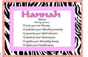 Hannah Personality and Meaning of Name Print Very Cute  