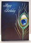 happy birthday peacock feather chocolate brown shimmer greeting note 