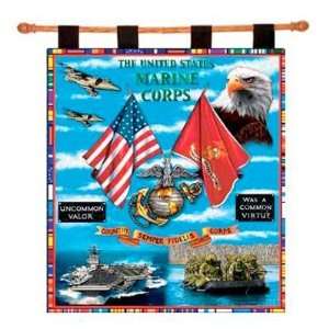  Unites States Marine Corps Air, Land & Sea Tapestry w 
