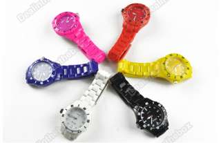 Summer Plastic Wrist Watch Men Women Lady Wristwatch 6 colors