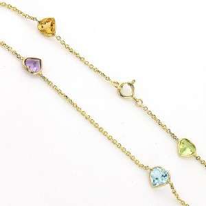 14K Yellow Gold Heart Gemstones Bracelet 7 New  