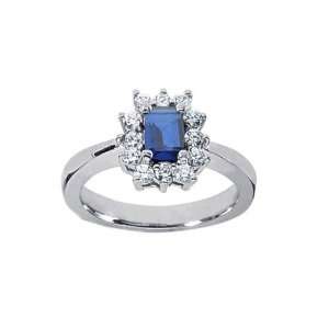    1.01 Ct Platinum Emerald Cut Sapphire and Diamond Ring Jewelry