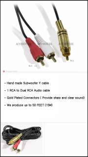 RCA male to 2 RCA male subwoofer audio cable 10FT / 3M