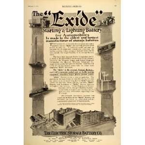  1916 Ad Exide Electric Storage Battery Building Plant 