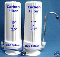Dual Counter Top Water Filter Tap Drinking/Carbon/House White 1/4 