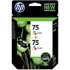 New HP 75 Tri Color Inkjet Cartridge, Twin Pack (CZ070FN) **Sealed In 