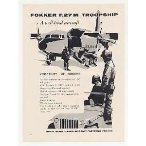  1960 Fokker F27 M Troopship Aircraft Print Ad