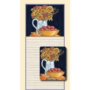    Grocery Pad w/ Magnet Fall Flowers & Apples