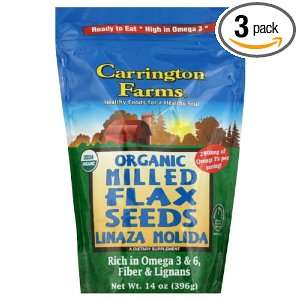 Carrington Farms Organic Milled Flax Seed, 14 Ounce (Pack of 3 
