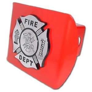 Red with Chrome Fire Department Maltese Cross Metal Emblem 