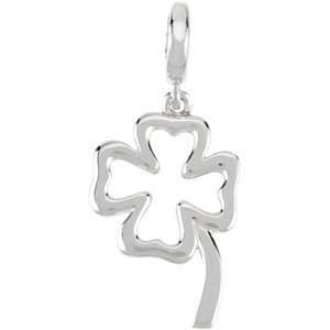  14k White Gold Petite Four Leaf Clover Charm Jewelry