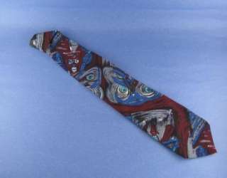 Tie Necktie Miles Davis Blue Red Silver Abstract Silk  