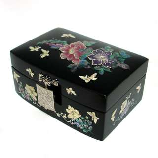   Korean Lacquer Wooden Jewelry Treasure Trinket Small Box Chest  