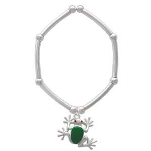   Green Enamel Tree Frog Tube and Bead Charm Bracelet [Jewelry] Jewelry