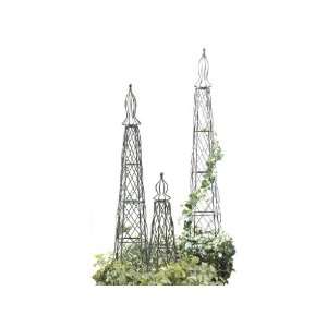  Rust Obelisk Trellis Set/3 Metal 7 1/4 X 7 1/4 X 46 1/2 