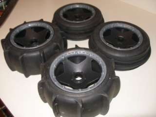   Baja Buggy Sand, Paddle Wheels tires, on rims (4) Fit HPI 5B SS 2.0