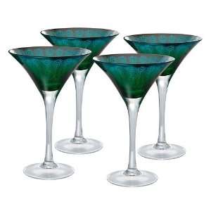  Iridescent Green Martini Glass  Set of 2