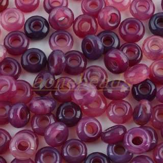 Gs126 Purple Faceted Agate Big Hole Bead Gemstone 20Pcs  