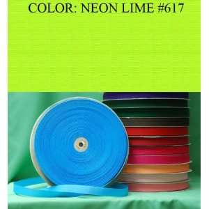  50yards SOLID POLYESTER GROSGRAIN RIBBON Neon Lime #617 3 