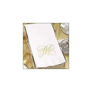  Flourish Guest Towels, Foil Gold or Silver Initial with 