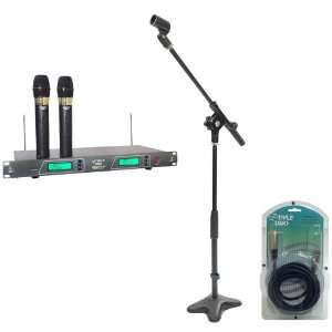Rack Mount Dual VHF Wireless Rechargeable Handheld Microphone System 
