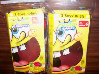 Spongebob 6 Pair Briefs Underwear Boys Size 6 NIP  