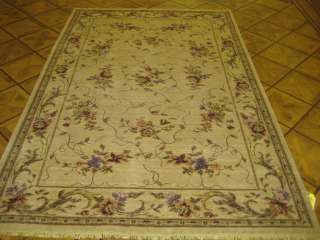   Beige & Rust Floral Roses Machine Made Wool Area Rug New 