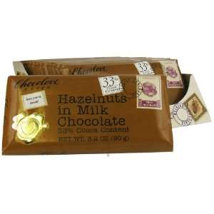   Chocolate Bar 33% Cocoa Hazelnuts   3.2 oz.