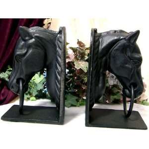  Heavy Set Of Cast Iron Horse Head Bookends