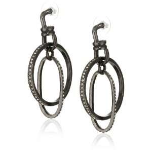 Paige Novick Wyoming Gunmetal and Pave Medium Circle in Oval Hoops