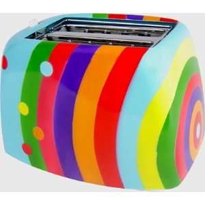  Pylones Rainbow Stripe 2 Slice Toaster, Multi colored 