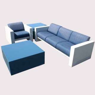 Metro Midcentury Modern Fiberglass Sofa Chair Tables  