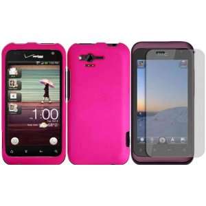 com Hot Pink Hard Case Cover+LCD Screen Protector for HTC Rhyme Bliss 