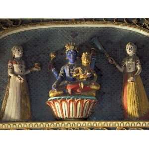  Hindu gods Vishnu and Laxmi in Half Moon Palace, India 