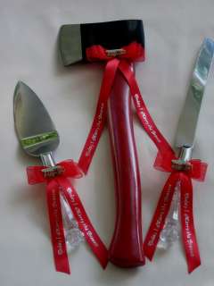 FIREMAN AXE CAKE KNIFE SERVER FIREFIGHTER WEDDING 5 Psc  