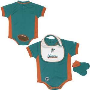  Miami Dolphins Newborn NFL Bib, Bootie, and Onesie Gift 