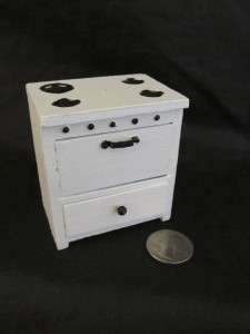 Doll House Furniture White Wood Kitchen Stove Oven Miniature Vintage 