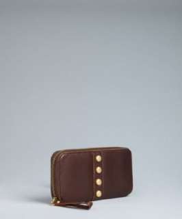 style #309427202 dark brown leather Alex stud continental wallet