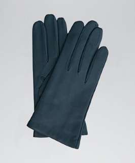 All Gloves teal leather cashmere lined gloves  