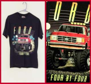 RAD Black 80s Vtg Ford Monster Truck Neon T Shirt sz L  