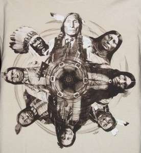 Native American Elders Circle T Shirt Natural  