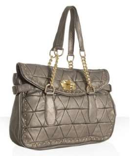 Big Buddha gunmetal quilted London studded satchel   up to 