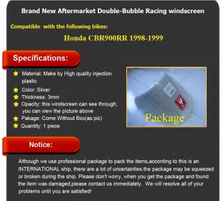 Windscreen Windshield for Honda CBR 900 RR 919 98 99  
