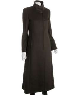 Cinzia Rocca chocolate wool cashmere stand collar long coat   