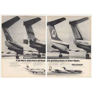  1975 VFW Fokker F28 Airlines Jet Tails Photo 2 Page Print 