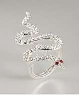 Kenneth Jay Lane silver crystal snake coil ring style# 317210201